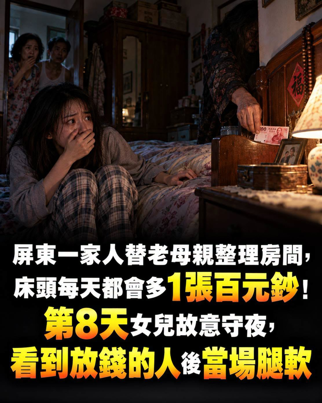 床頭連7天多出100元，第8夜女兒守夜看清來人，當場腿軟
