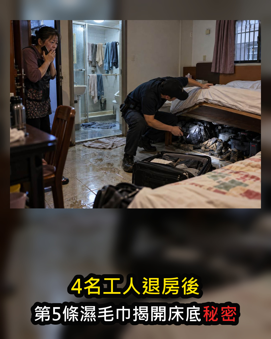 嘉義民宿4名工人退房,浴室多出第5條濕毛巾,床底敲擊聲揭開秘密